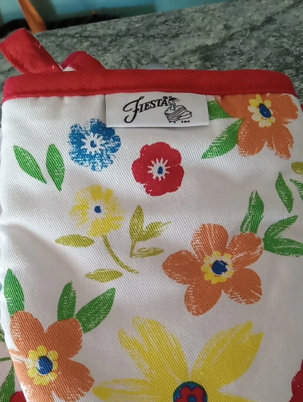 Fiesta Floral Mini Oven Mitts - Red Trim